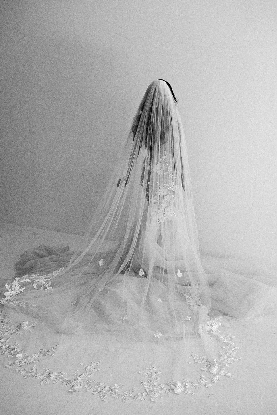 white wedding dress with black veil The Elizabeth Floral Cathedral Veil – Jay Kay Braids and Bridal