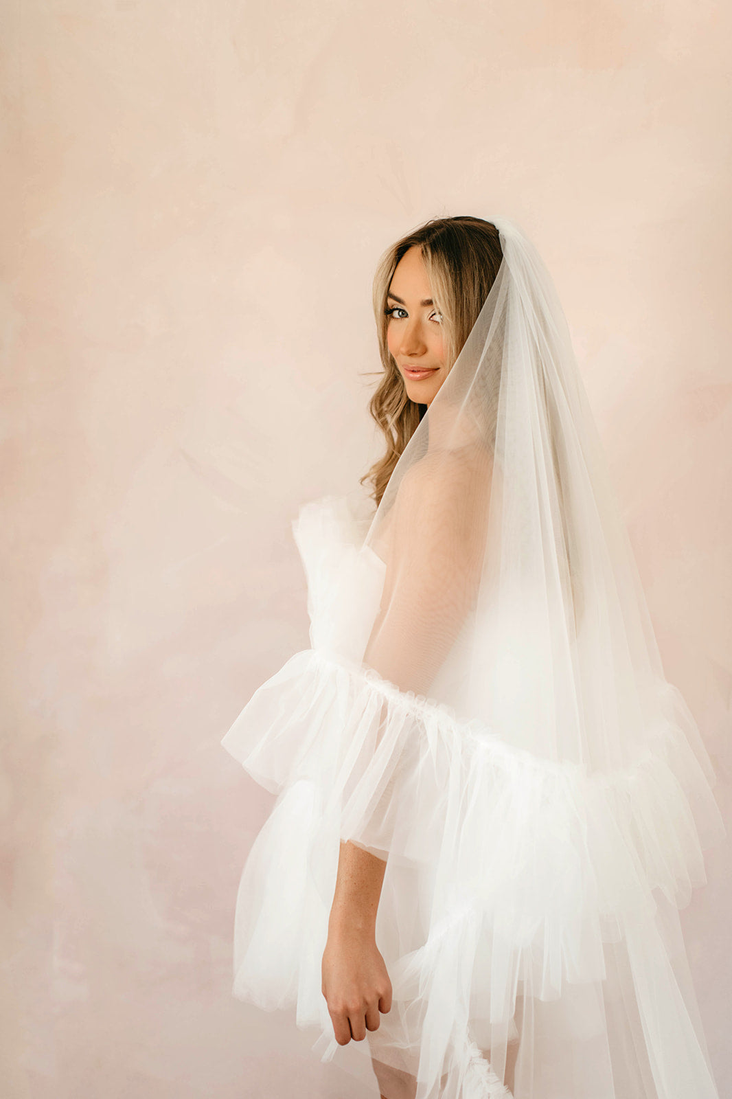 Brydealo Factory Two-Tier Cathedral Length Ruffled Bridal Veil