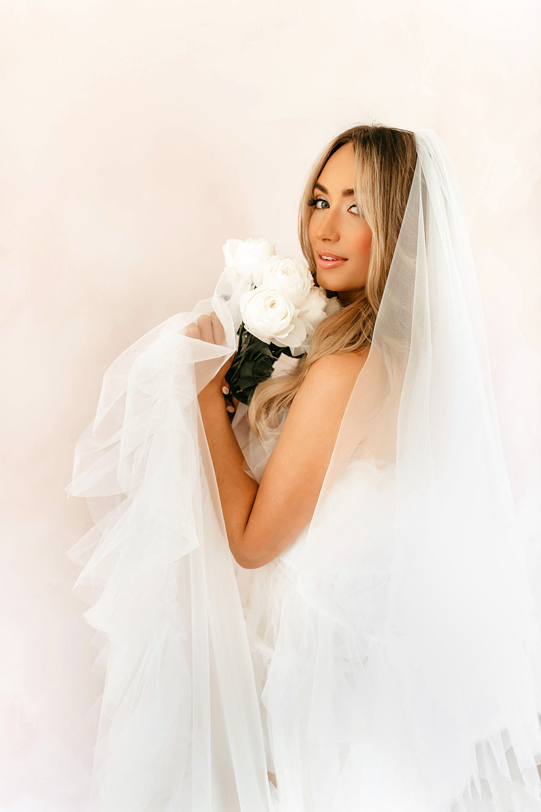 Brydealo Factory Two-Tier Cathedral Length Ruffled Bridal Veil