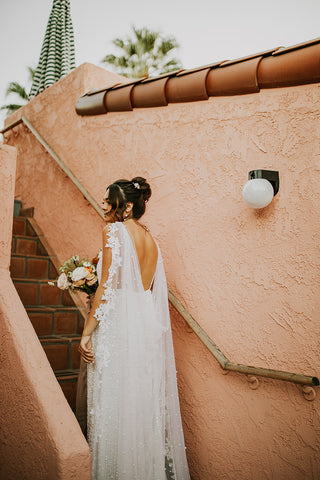 The Hailey Pearl Cape Veil