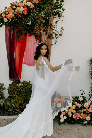 The Hailey Pearl Cape Veil