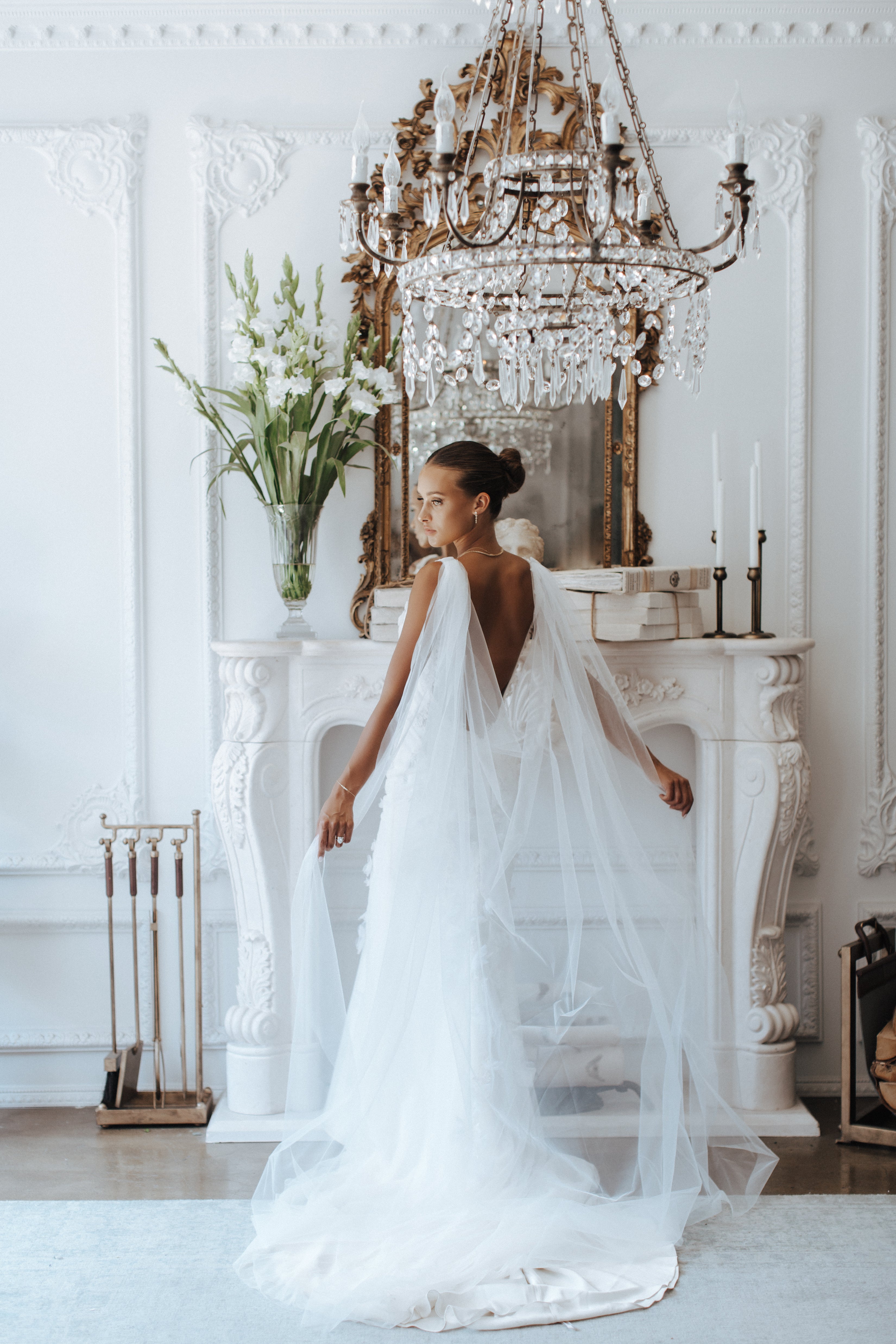 Cape veil deals wedding dress